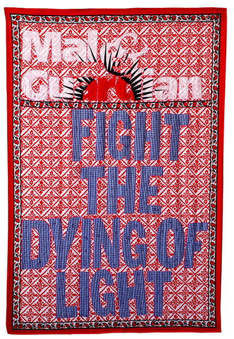 Lawrence Lemaoana, fight the dying light, fabric and embroidery, 155×111 cm, 2008 – Afronova