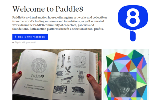 Screenshot of the Paddle8 website
