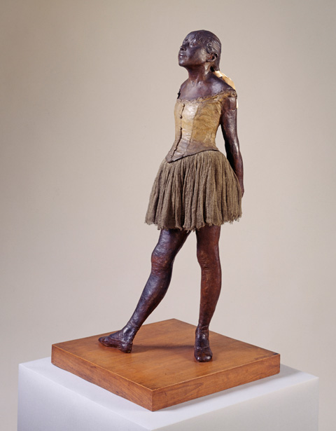 Edgar Degas: The Little Dancer, Aged Fourteen, 1880-1, cast c. 1922. Painted bronze with muslin and silk, 98.4 x 36.5 cm. Tate. Purchased with assistance from The Art Fund 1952. Image copyright Tate, London, 2010