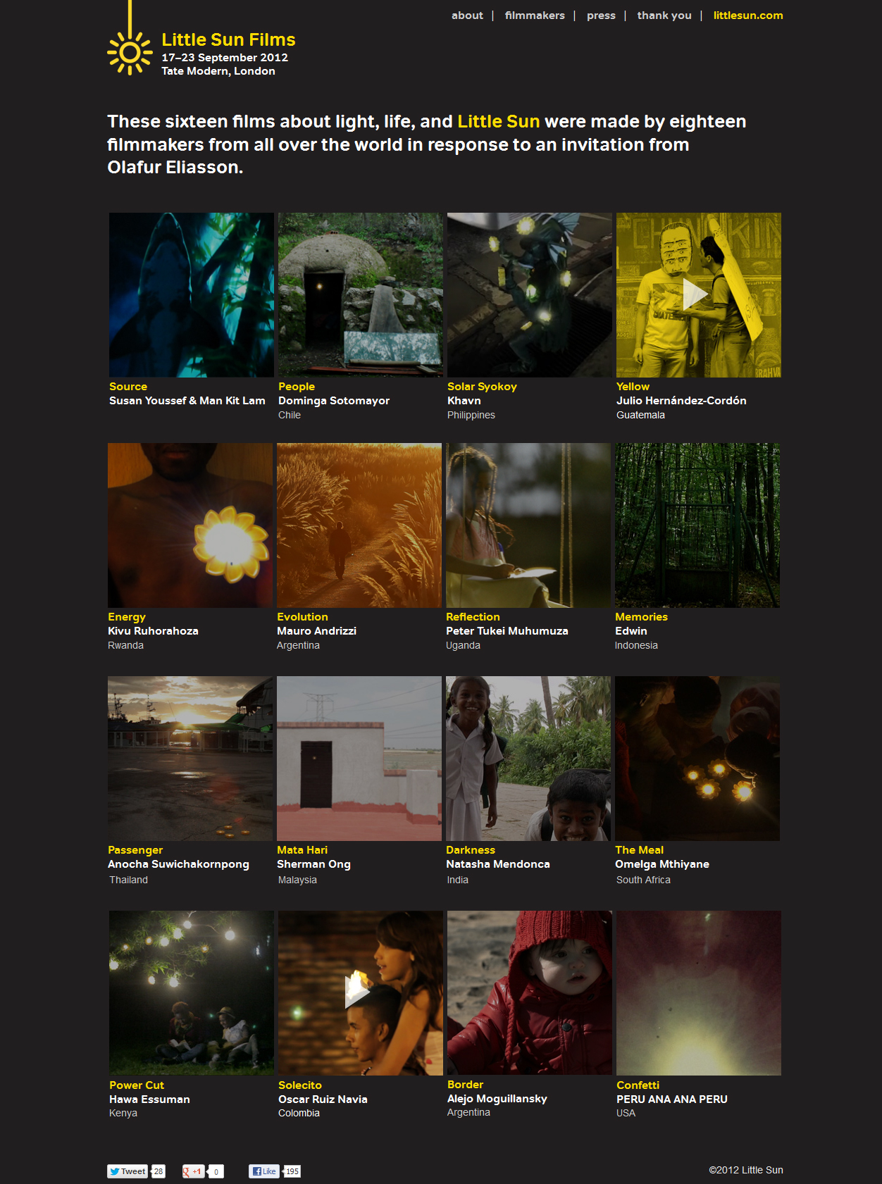 Screenshot of the Little Sun Films from the Little Sun website. Copyright: Studio Olafur Eliasson