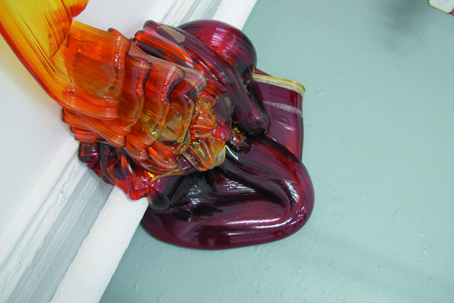 Ruth Brenner (Bursary), Amorphous restrain (detail 2) 2000 x 500 x 2000mm, Amber rosin, oils and steel, 2012